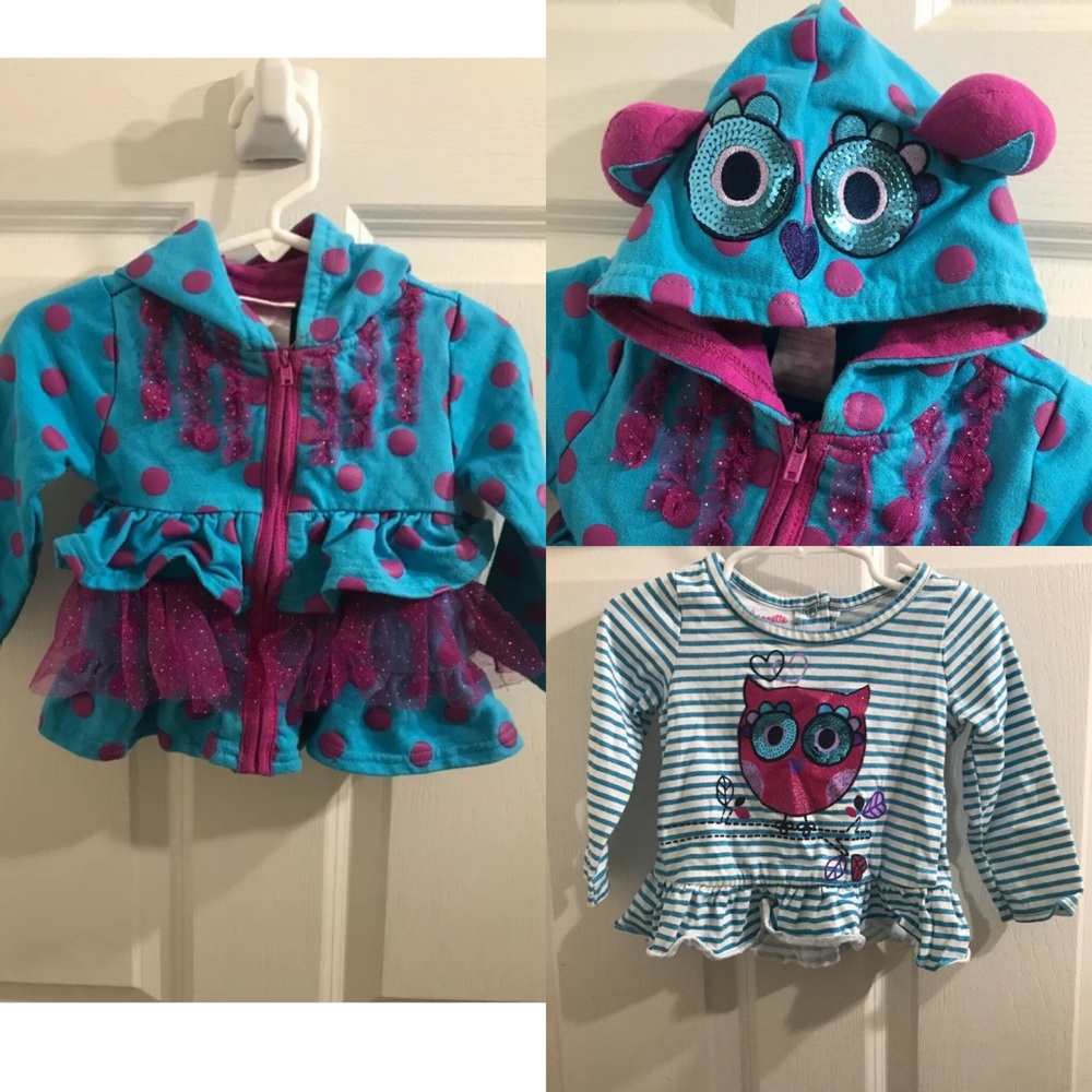Owl Blue Tutu Hoodie Set Jacket 18m Girl